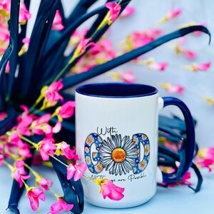 Floral Inspirational Mug with Blue Interior